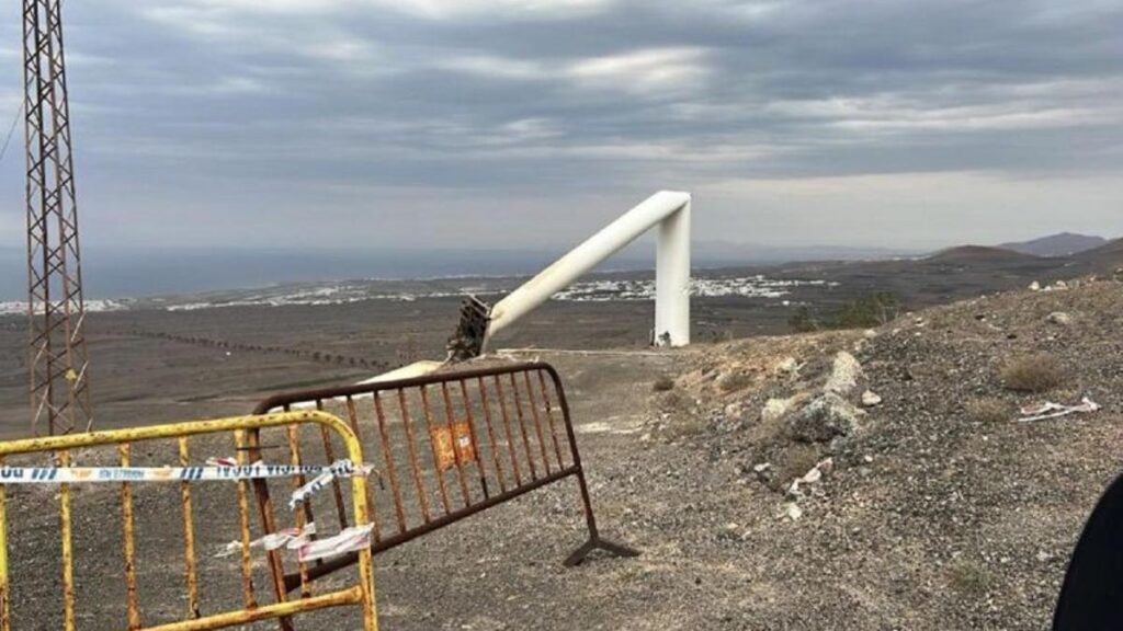 wiatr powalil turbine wiatrowa na lanzarote i pozostawil kilka miast bez pradu