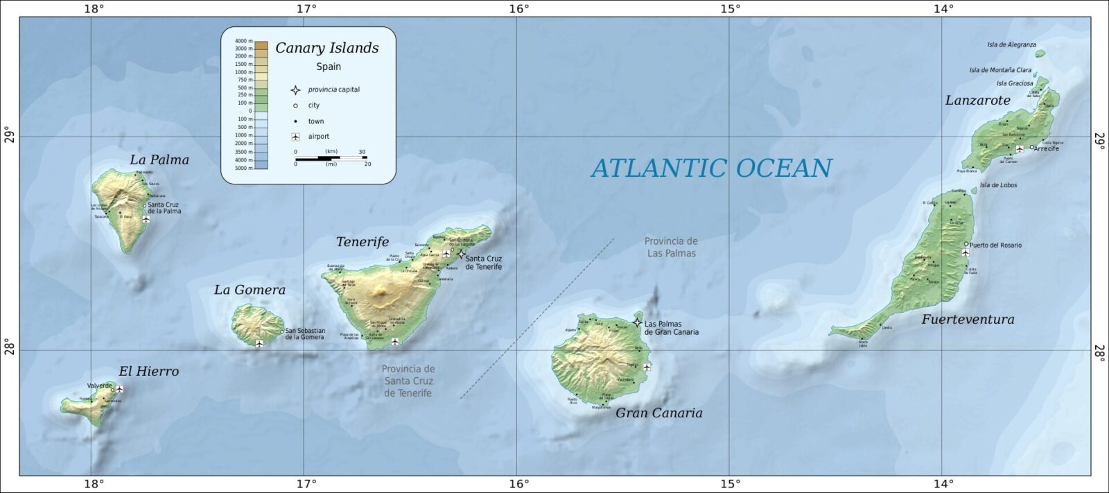 wyspy kanaryjskie mapa