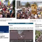 masowe demonstracje na wyspach kanaryjskich przeciwko masowej turystyce trafiaja na pierwsze strony gazet na calym swiecie