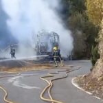 dramatyczny pozar autobusu szkolnego na teneryfie