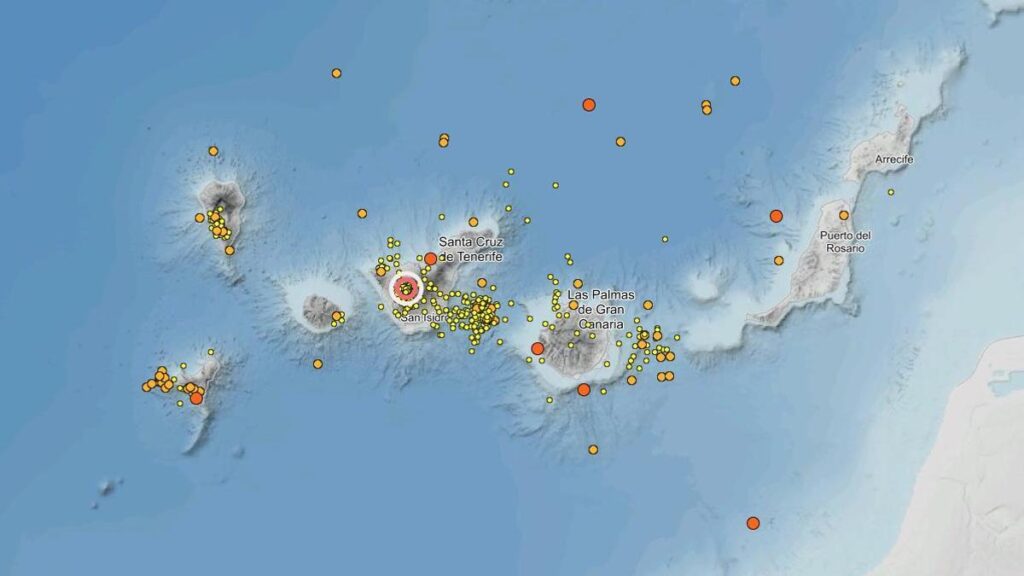 spadek liczby trzesien ziemi na wyspach kanaryjskich