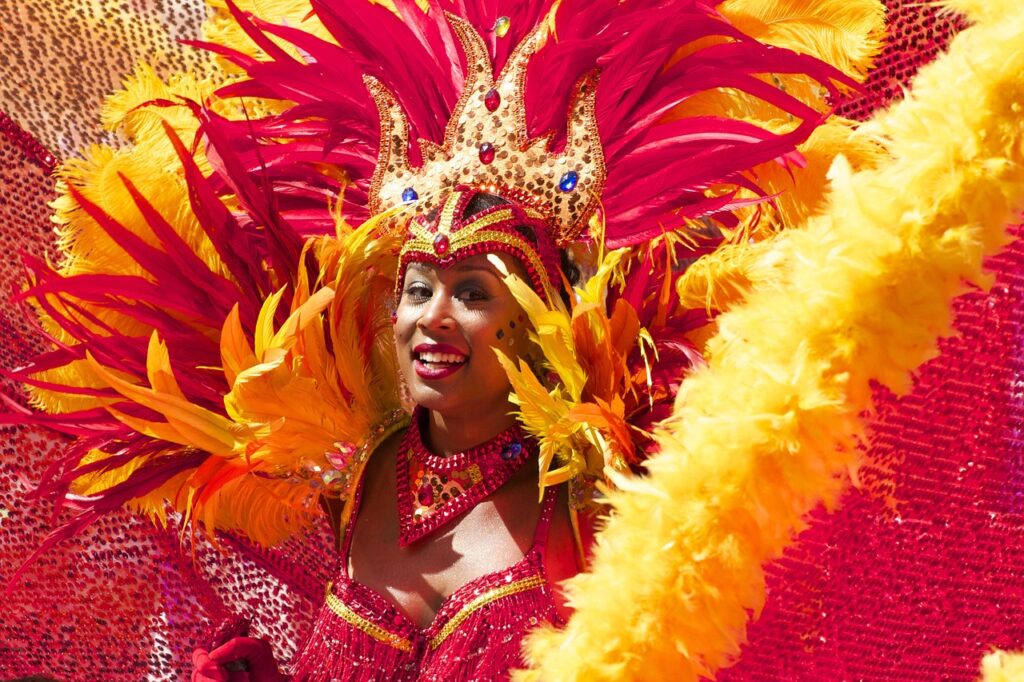 carnival, woman, costume, orange, red, cariwest, parade, performer, parade feathers, feathers, colorful, vibrant, carnival, carnival, carnival, carnival, carnival