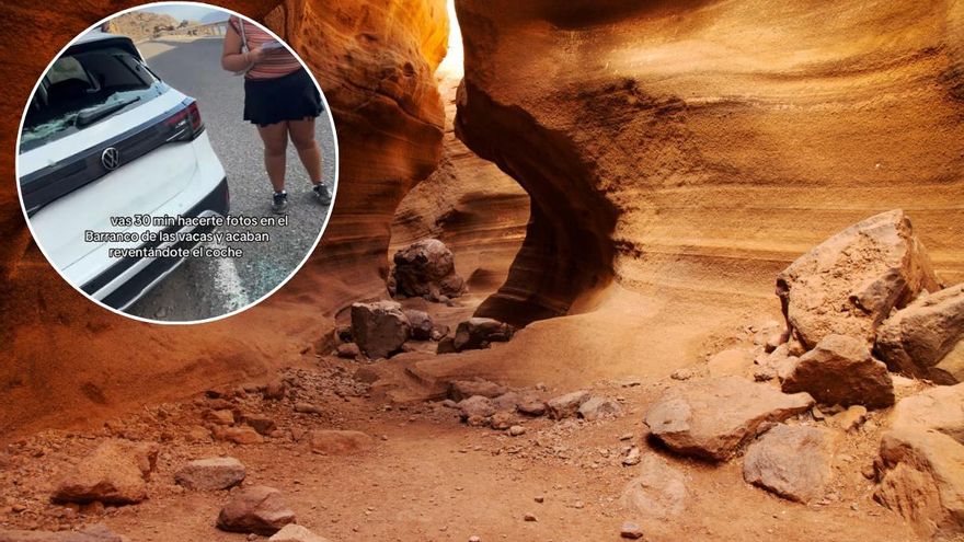 Wandalizm w Barranco de las Vacas. Turyści wrócili do rozbitego auta