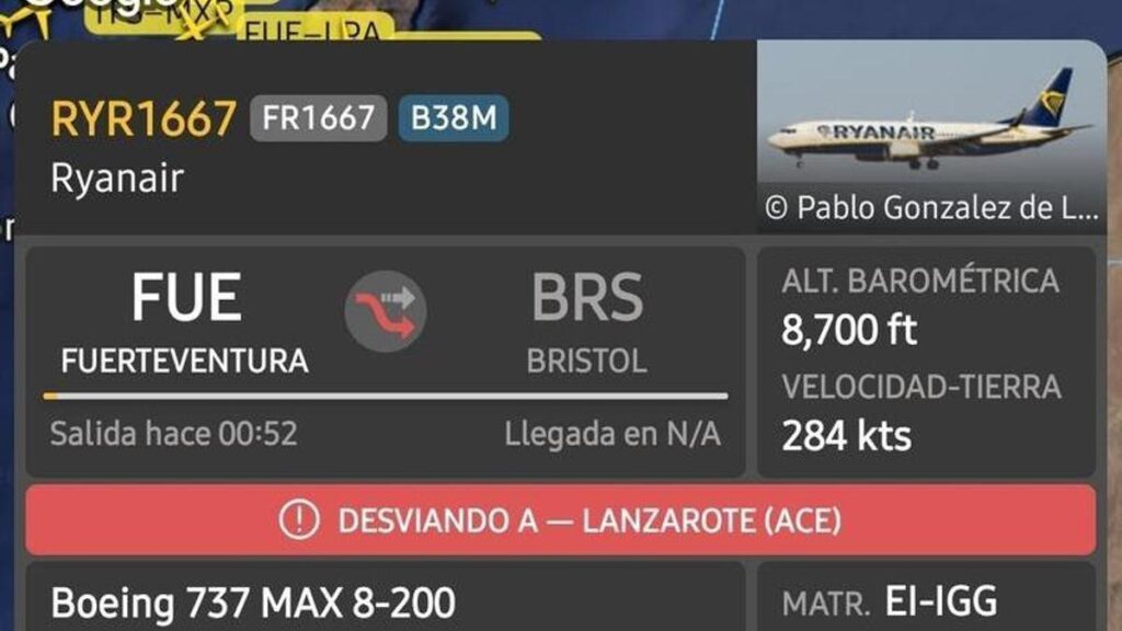 awaryjne ladowanie ryanair fuerteventura lanzarote