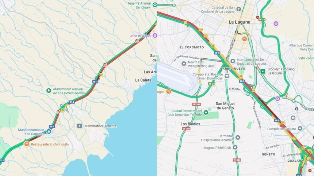 wypadki korki teneryfa tf1 tf5 piatek