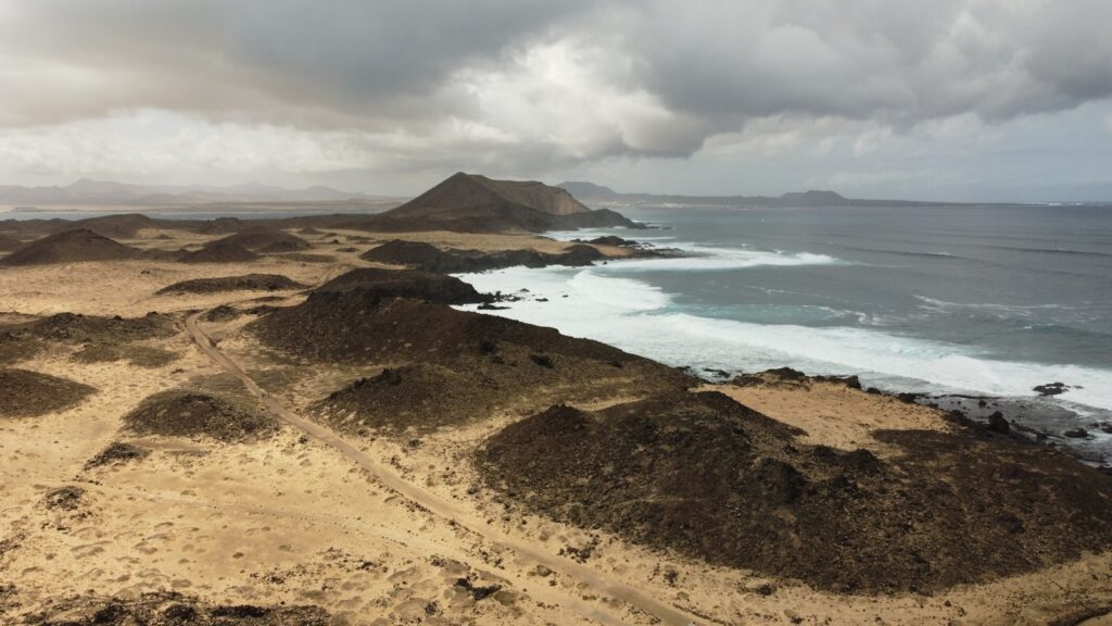 a view of the ocean from a high point of view