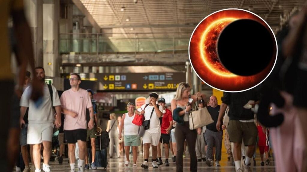 lot samolotem podczas zacmienia slonca